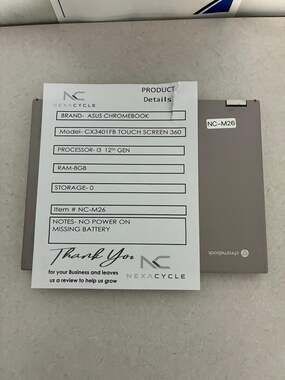 ASUS Chromebook CX3401FB Touch 360 12th Gen i3 8GB RAM No Storage